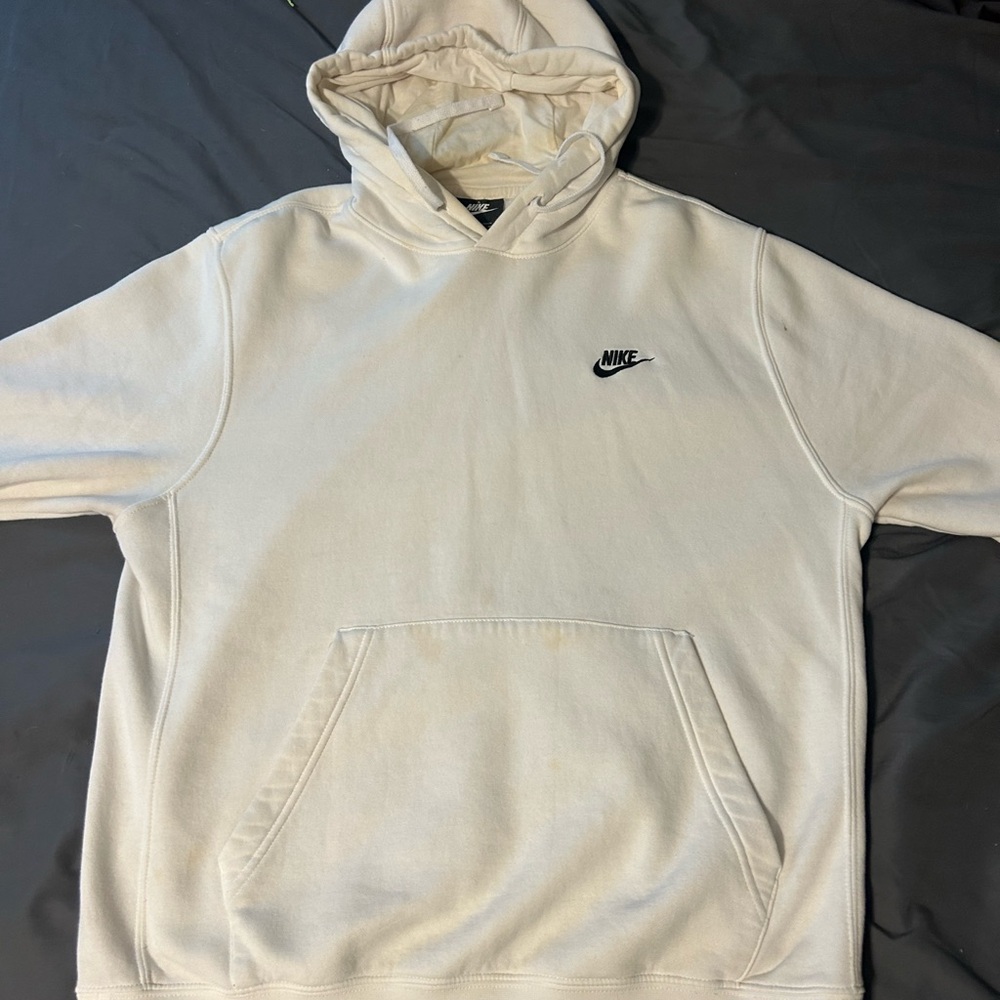 Nike White Short-Sleeve Hoodie Sweatshirt